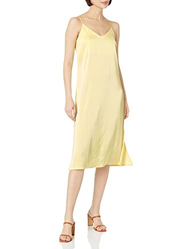 The Drop Women's Ana Silky V-Neck Midi Slip Dress, Pastel Yellow, XXL, Plus Size | Amazon (US)
