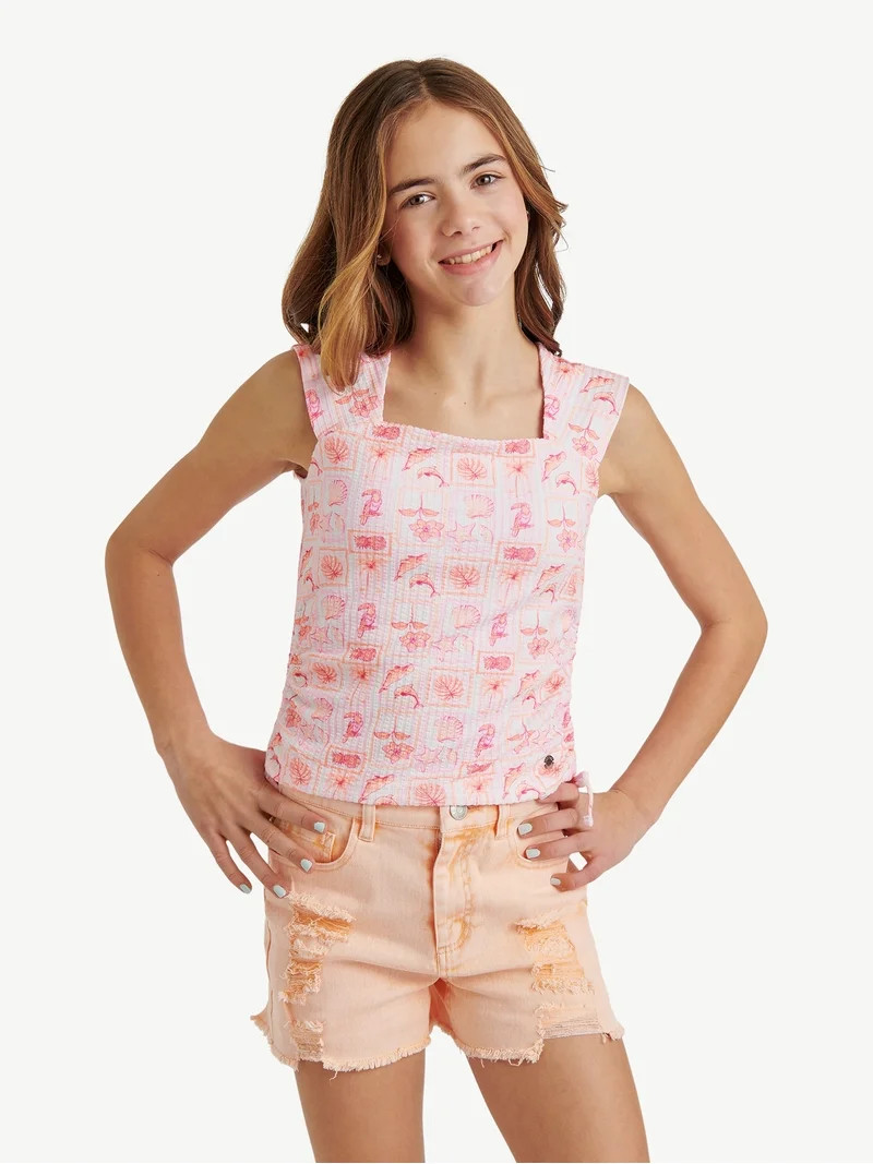 Justice Girls Cap Sleeve Cinch Tee, Sizes XS - XLP | Walmart (US)