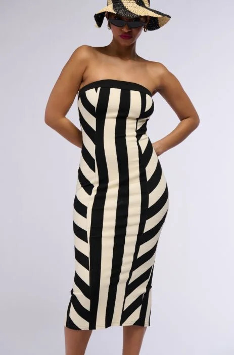 COMO STRAPLESS MIDI DRESS | AKIRA