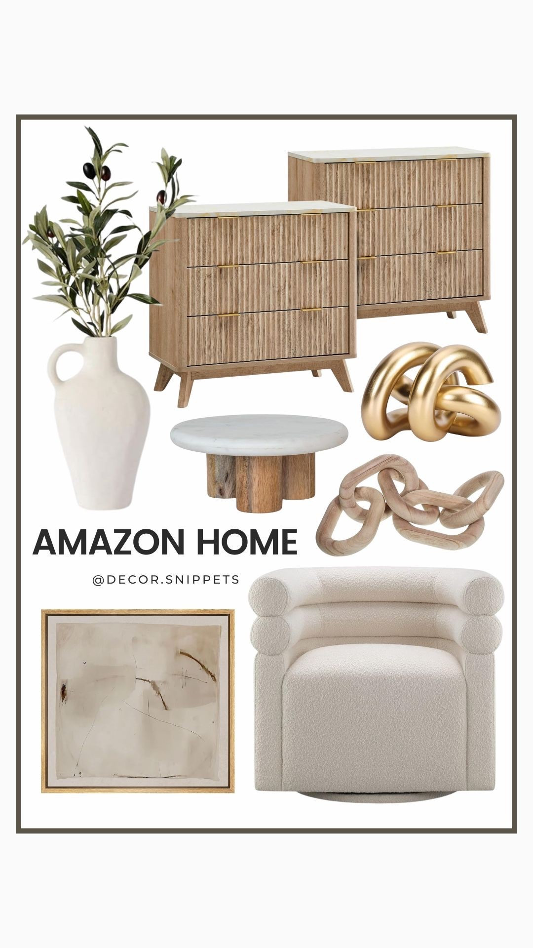 Neutral decor finds from Amazon Home that elevate any space! 🌿✨ From sculptural accents to cozy bouclé textures and chic fluted wood finishes—these pieces add instant warmth, dimension, and timeless style to any room. Shop now and transform your home effortlessly! 🛋️🤍 

#AmazonHomeFinds #NeutralDecor 
#LTKHome #LTKSaleAlert