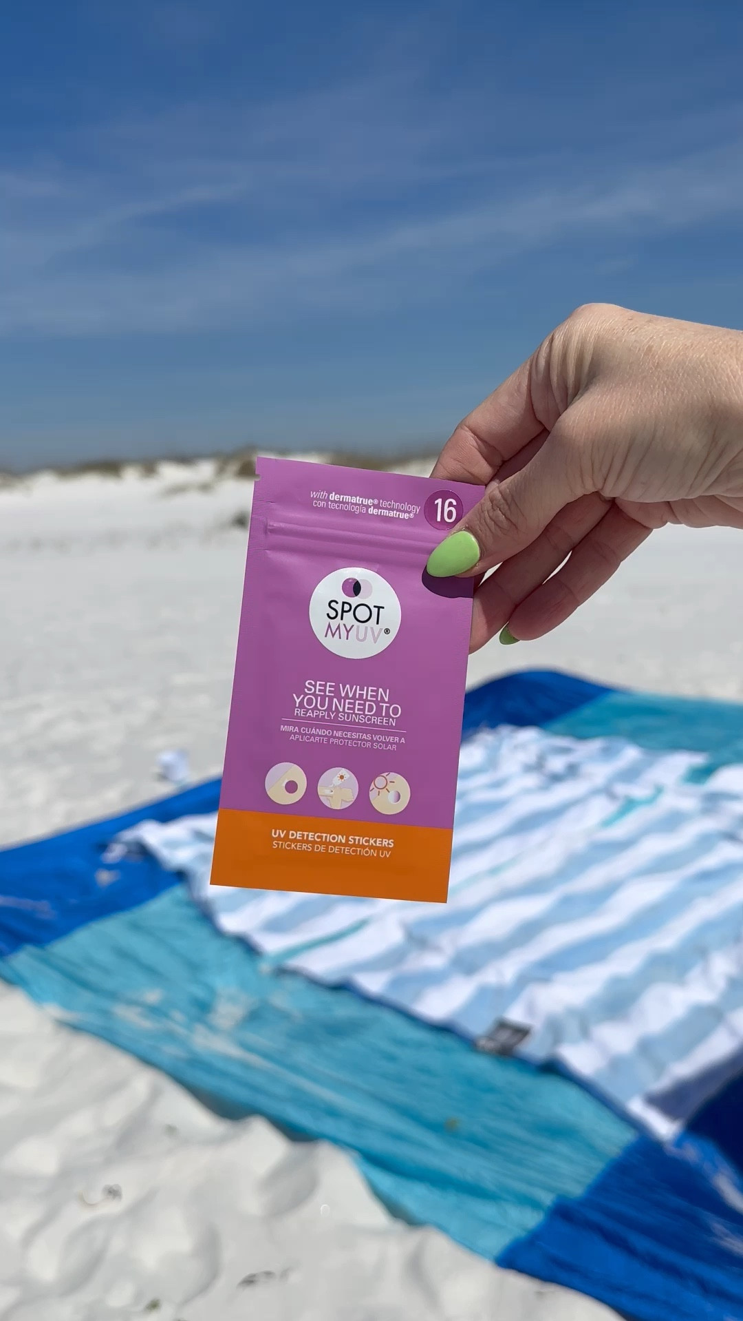 Mom find: spot my uv

If you’re like me, you don’t want to forget to reapply sunscreen on your kids (or yourself) but you could also do with a reminder. 

Spot my uv is a visual reminder for when it’s time to reapply. The little sticker turns clear after applying spf  and turns back purple when it’s time for more.

#LTKVideo #LTKfamily #LTKkids