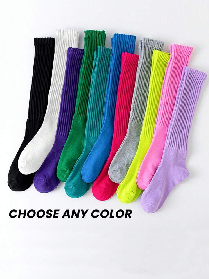 1 Pair Women Over The Knee Socks, Colorful Vertical Stripe Pattern, Fashion Versatile Thigh High Stockings, Spring/Summer | SHEIN
