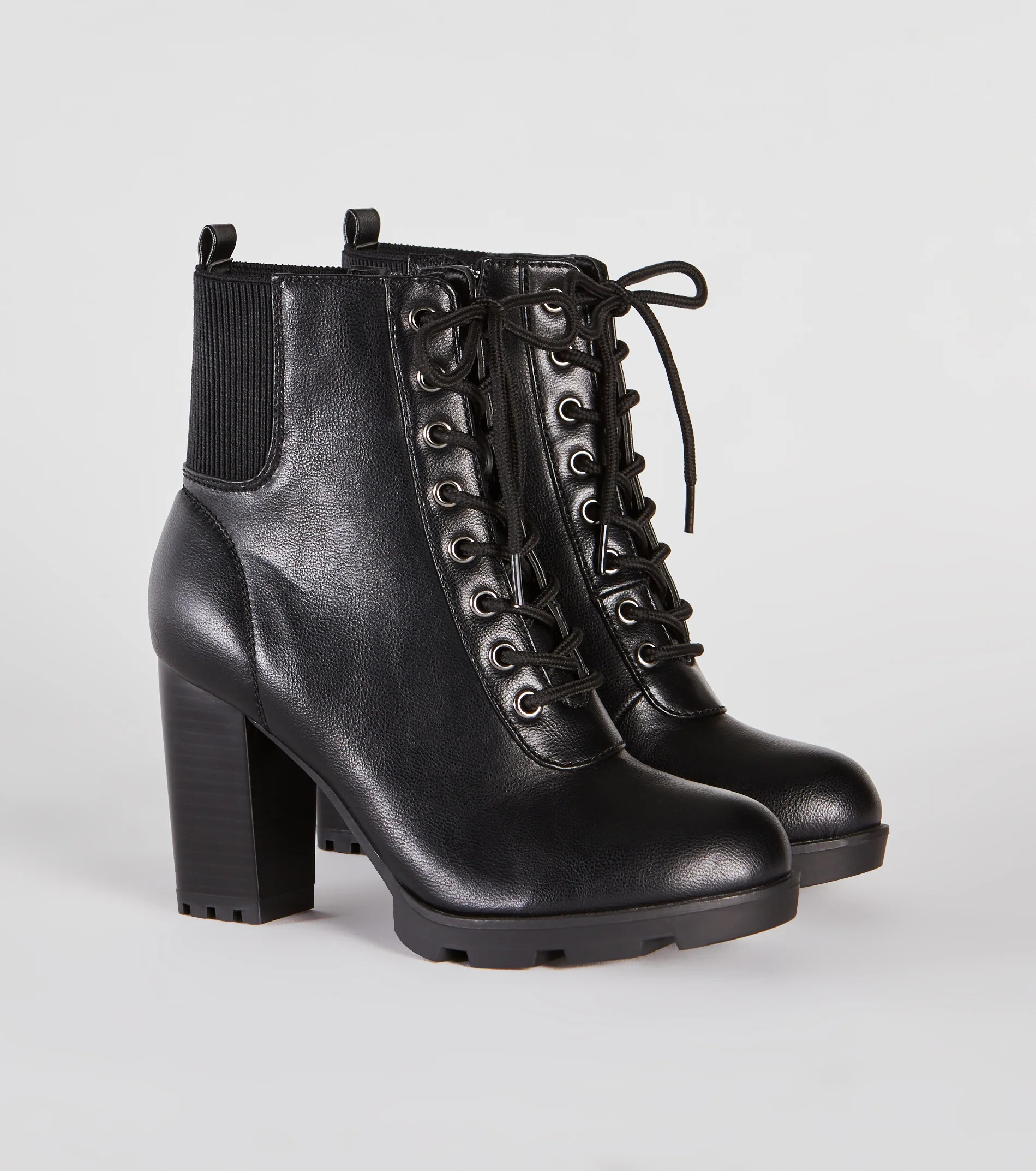 Edgy Perfection Lace-up Heeled Combat Booties | Windsor Stores