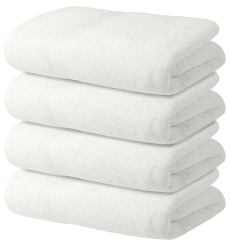 Avalon Towels White Bath Towels Set of 4 pcs (27x54 inches), 100% Cotton Towel Absorbent and Quick Dry White Towels for Bathroom, Super Soft and Perfect for Daily Use | Amazon (US)
