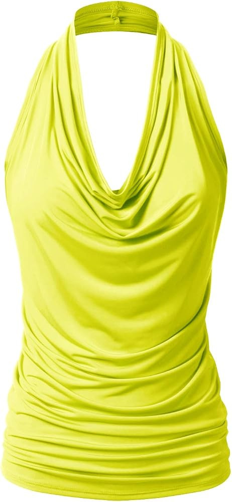 EIMIN Women's Casual Halter Neck Draped Front Sexy Open Back Tank Top (S-3XL) | Amazon (US)
