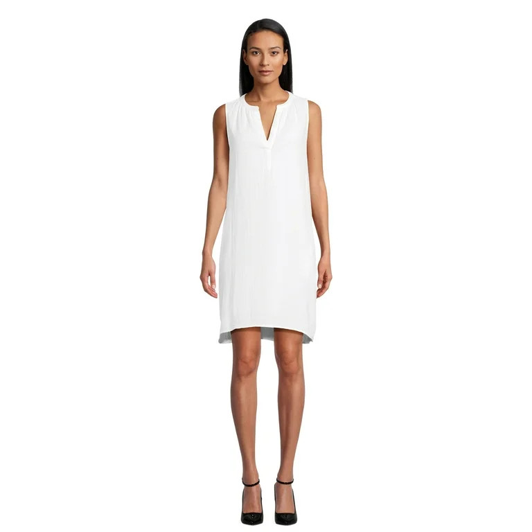 Time and Tru Women's Cotton Sleeveless Double Cloth Dress, Sizes XS-XXXL | Walmart (US)