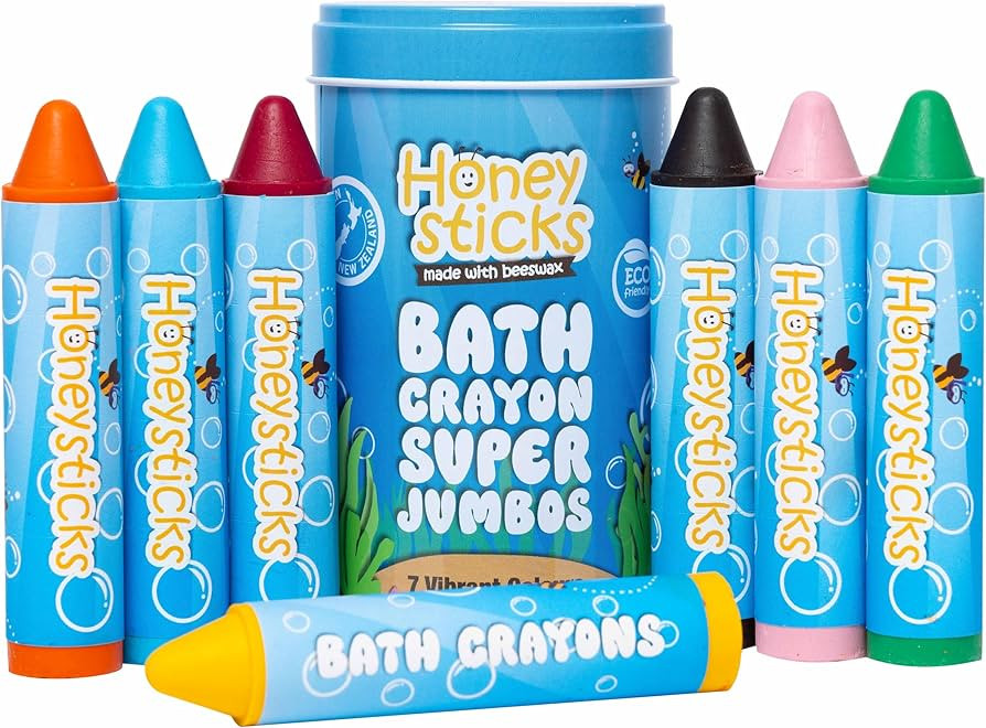 Honeysticks Super Jumbo Bath Crayons Non Toxic (7 Pack) for Toddlers 1-3 and Kids 4-8, Natural Be... | Amazon (US)