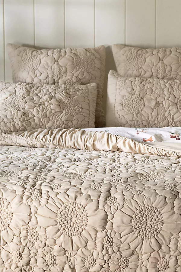 Dahlia Cotton Jersey Floral Quilt | Anthropologie (US)