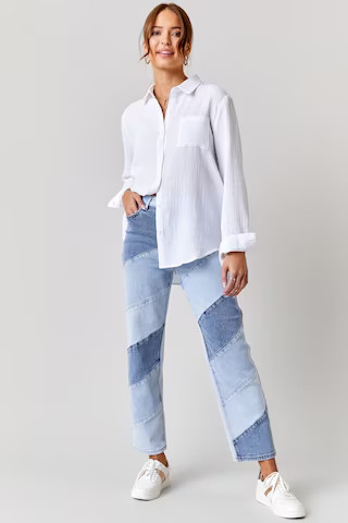 Mallie Gauze Button Down Top | Francesca's