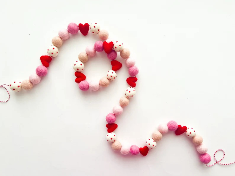 Sweetheart Felt Ball Garland Bunting, Banner - Etsy | Etsy (US)
