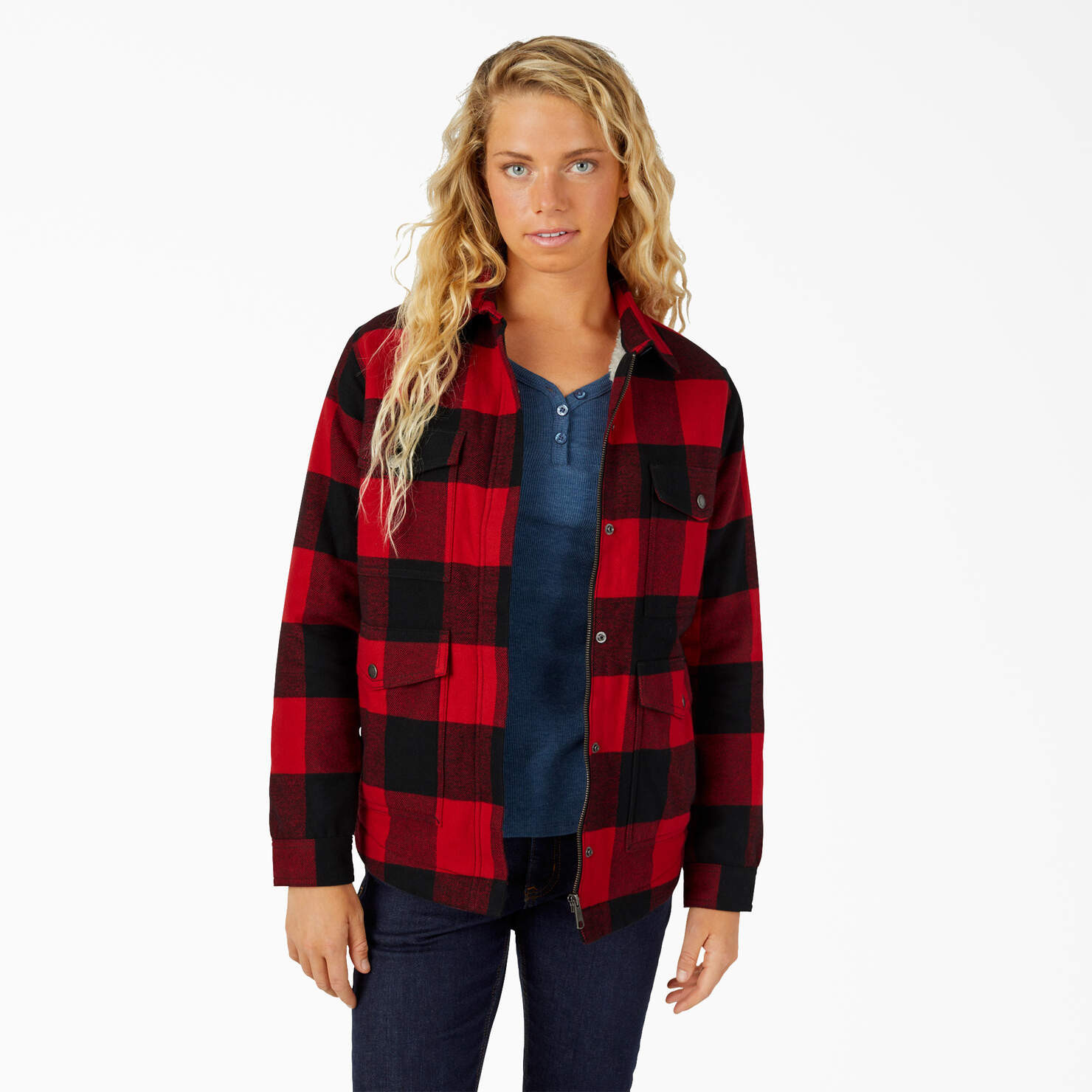 Women's High Pile Fleece Lined Flannel Chore Coat | Womens Outerwear | Dickies - Dickies US | Dickies