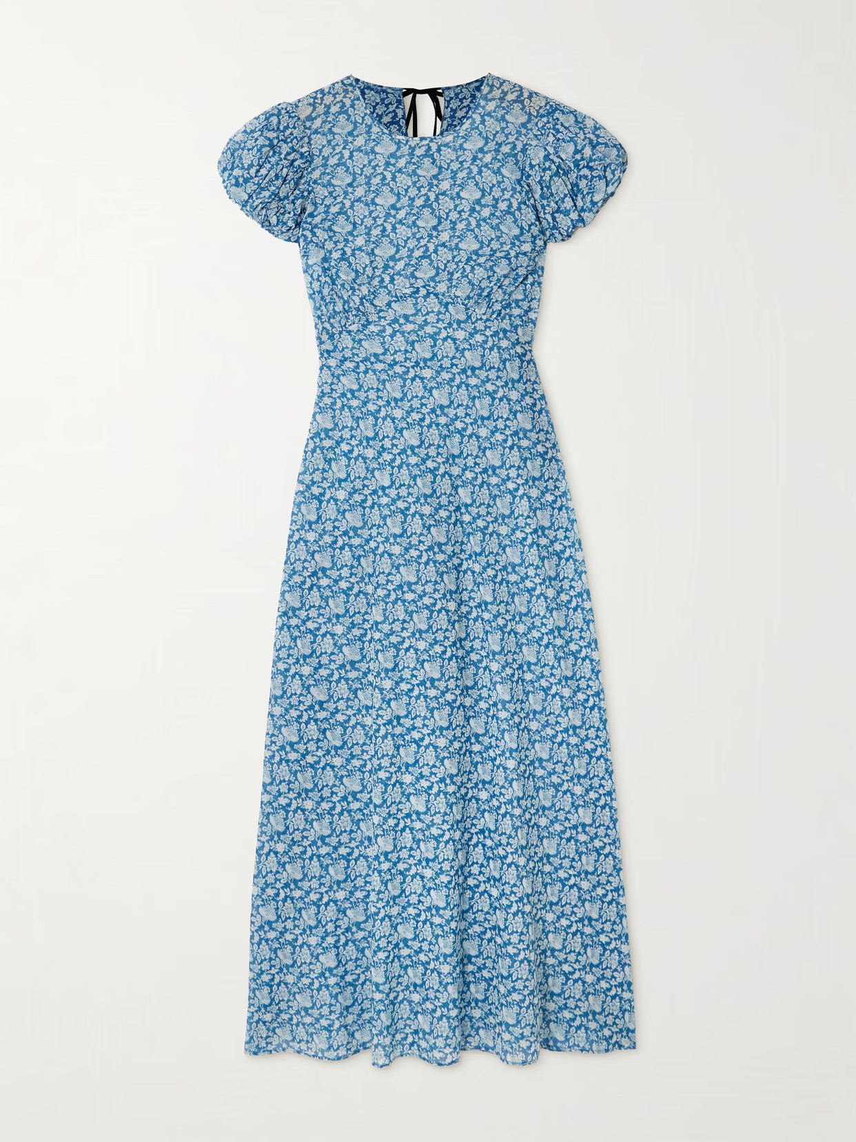 DÔEN - Romina Tie-detailed Floral-print Organic Cotton-voile Midi Dress - Blue | NET-A-PORTER (US)