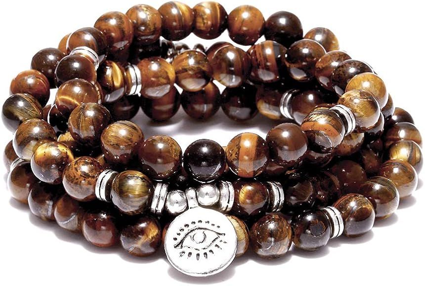 FUTTMI 8mm Natural Sodalite Stone Healing Gemstone 108 Mala Beads Wrap Bracelet Necklace for Yoga... | Amazon (US)