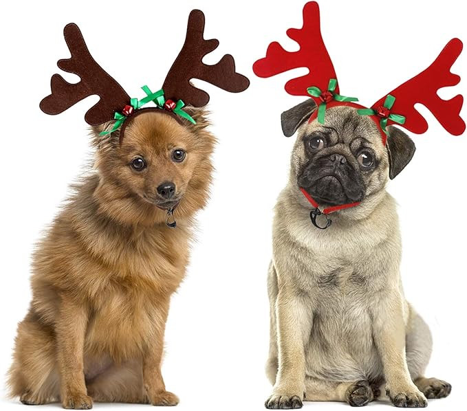 BWOGUE 2 Set Dog Elk Reindeer Antler Headband for Christmas Dog Cat Pet Christmas Costume Pet Hea... | Amazon (US)