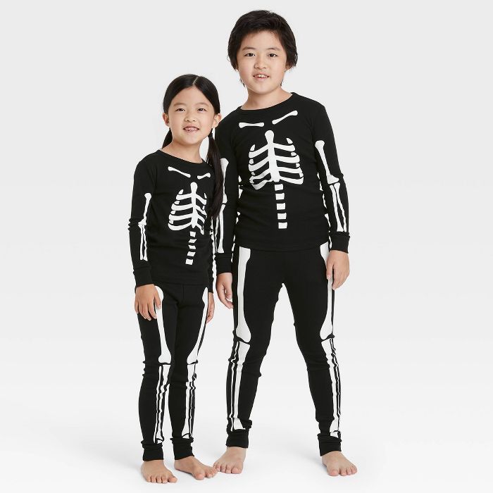 Kids&#39; Halloween Skeleton Matching Family Pajama Set - Black 4 | Target