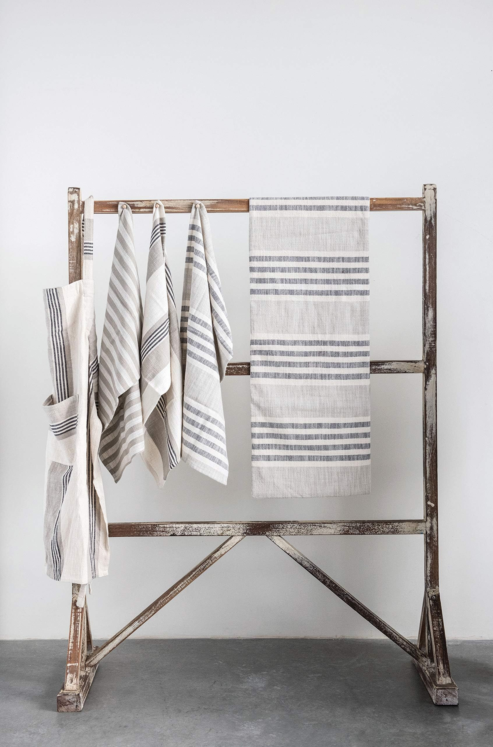 Creative Co-Op Tan & Grey Striped Cotton Tea Towels (Set of 3 Pieces) Entertaining Textiles, Grey, 3 | Amazon (US)
