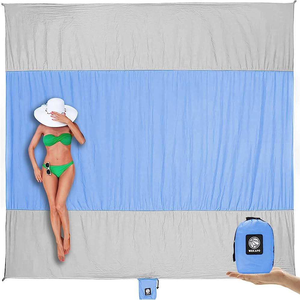 WEKAPO Beach Blanket Sandproof, Extra Large Beach Mat, Big & Compact Sand Free Mat Quick Drying, ... | Amazon (US)