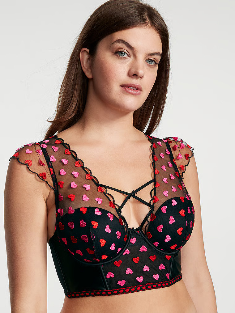 Lightly Lined Heart Embroidery Cap-Sleeve Corset Top | Victoria's Secret (US / CA )