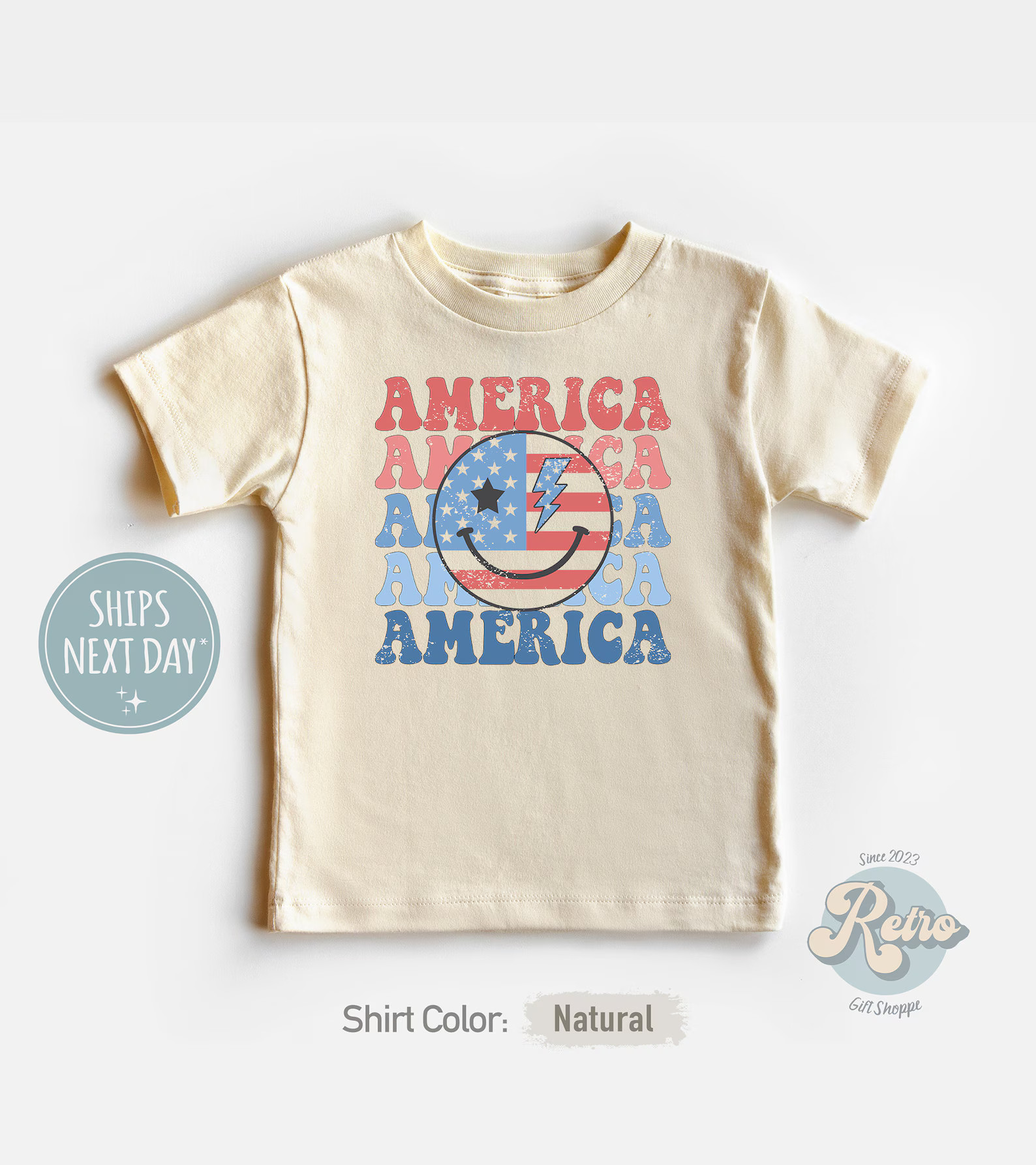 Vintage 4th of July Toddler Shirt Summer Natural Kids Tee Retro America Kids Gift - Etsy | Etsy (US)