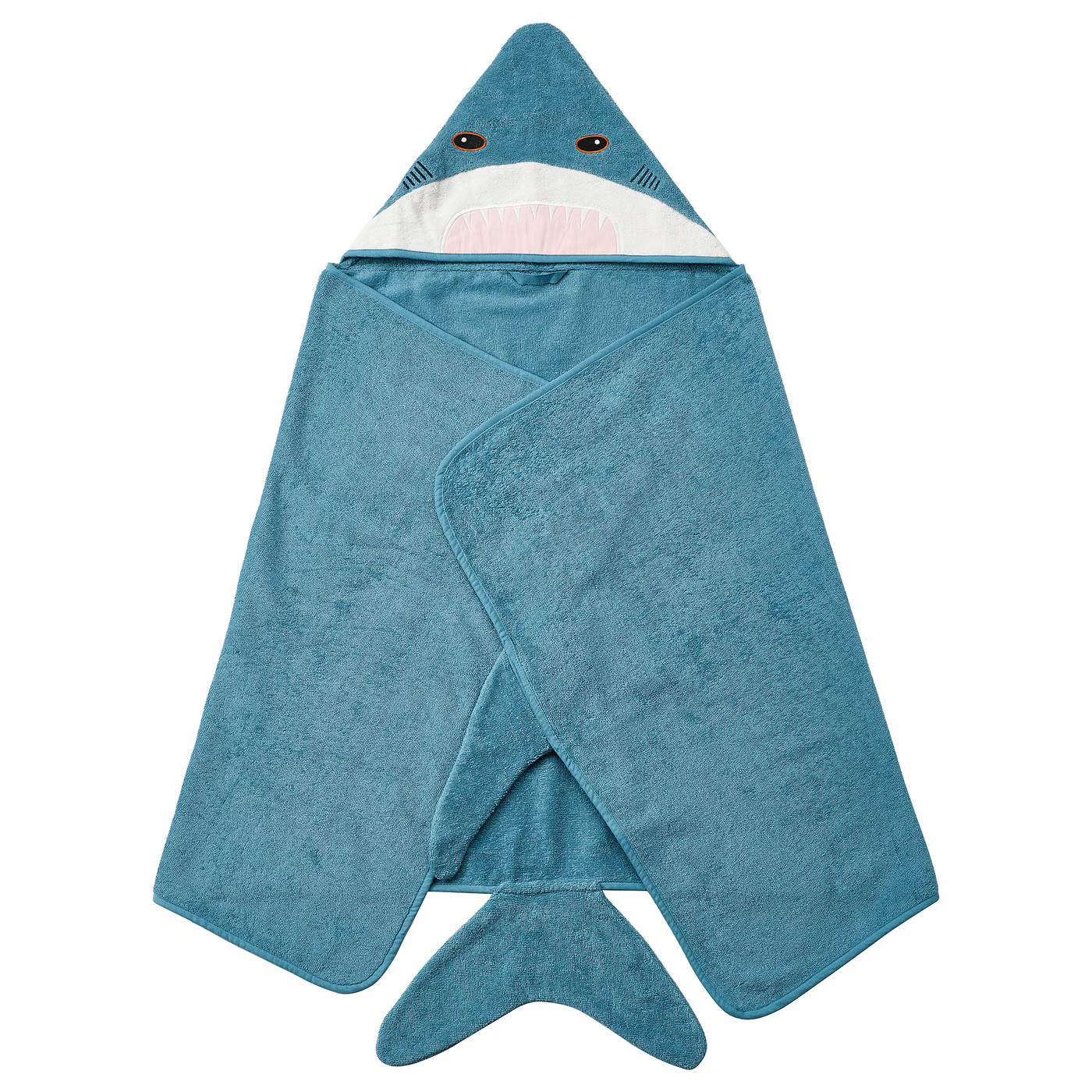 BLÅVINGAD Towel with hood, shark-shaped/blue-gray, 28x55 " | IKEA US
