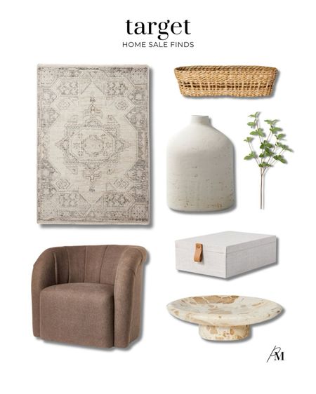 Target sale home finds. I love this neutral rug and brown swivel chair. Add these decor pieces to a bookshelf or open shelving. 

#LTKSeasonal #LTKstyletip #LTKhome