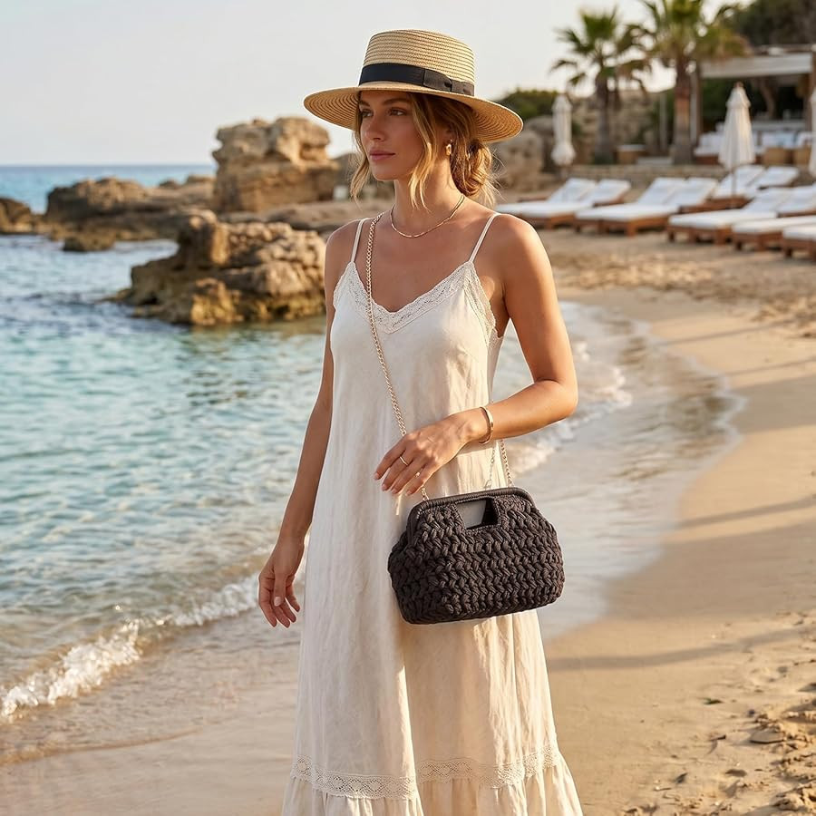 Emprier Straw Clutch Purses for Women Dumpling Bag Summer Beach Woven Handbag | Amazon (US)