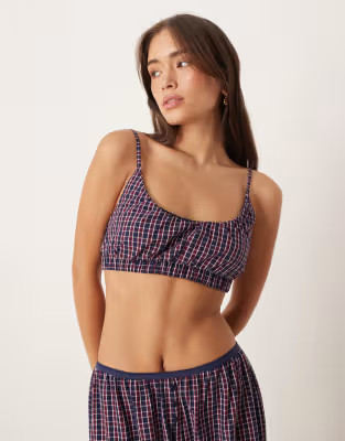ASOS DESIGN bralette in red & blue check print | ASOS (Global)