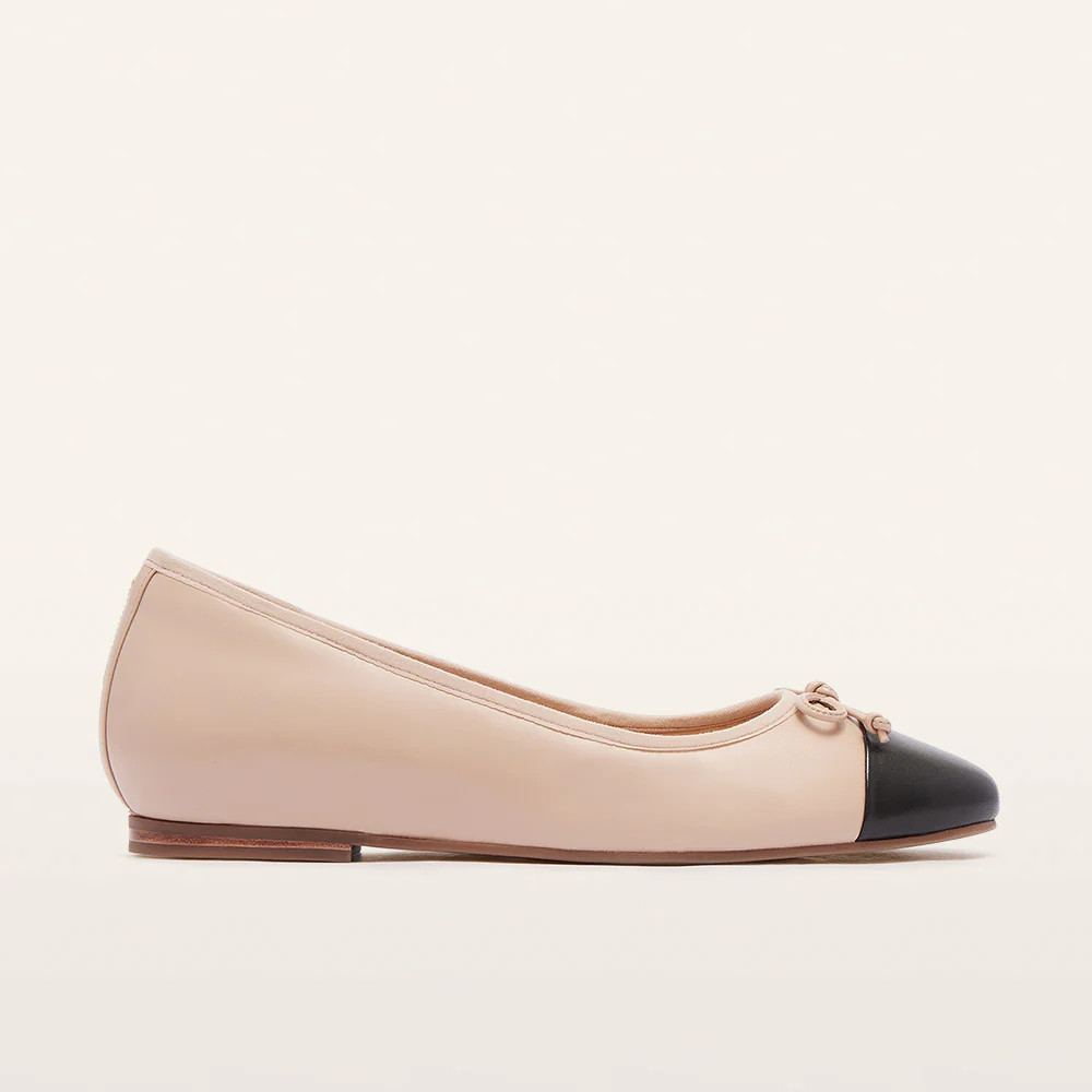 Trinity Warm Sand/Black Ballet Flats | FRANKIE4 | FRANKIE4