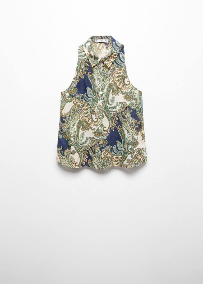 100% ramie printed shirt -  Women | Mango United Kingdom | MANGO (UK)