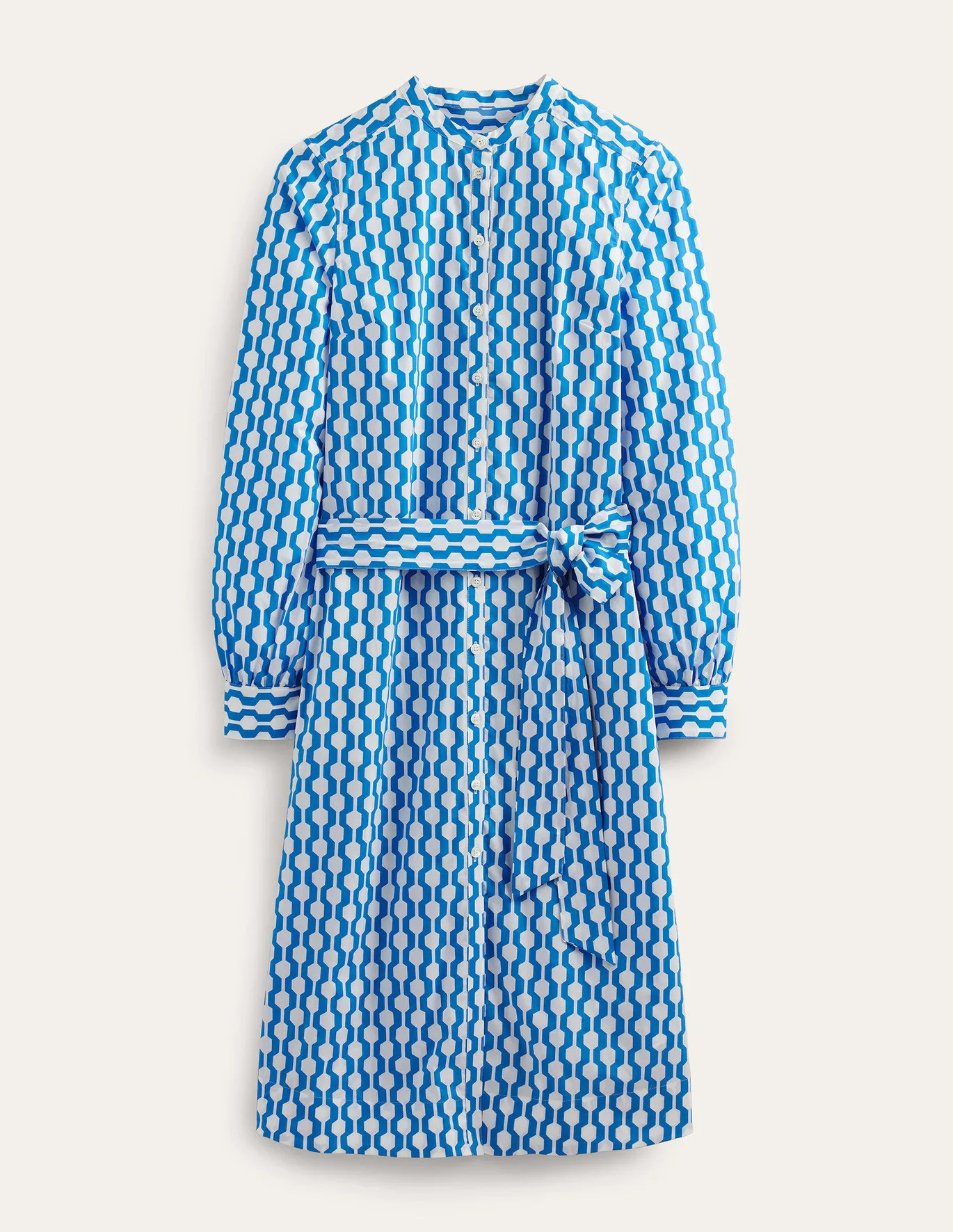 Collarless Midi Shirt Dress - Moroccan Blue, Geo Azure | Boden (US)