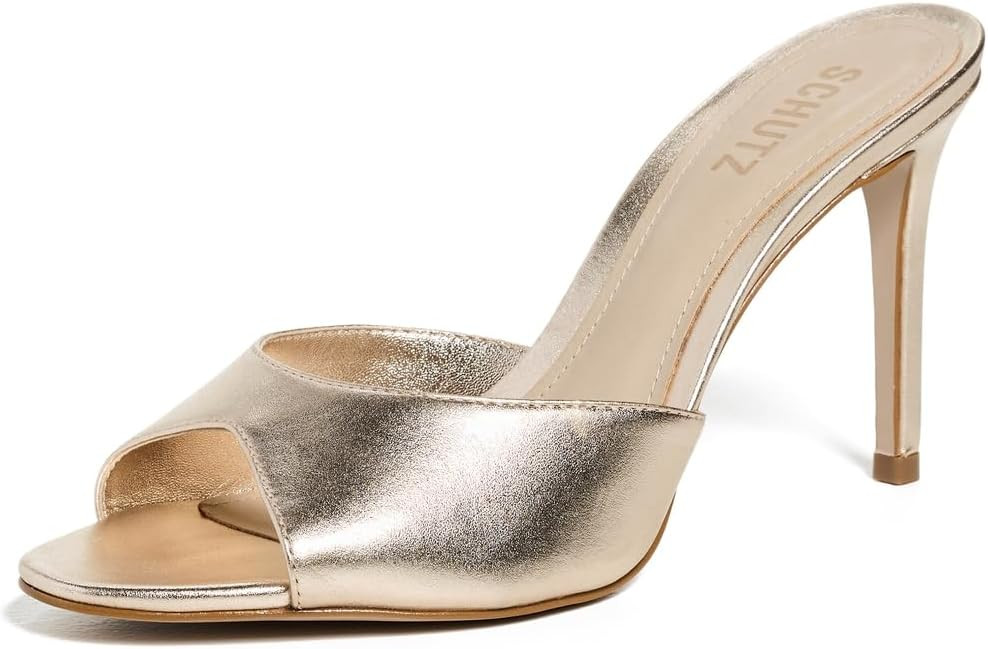 SCHUTZ Women's Cloe Heel Sandals, Platina, Metallic, Gold, 10.5 Medium US | Amazon (US)