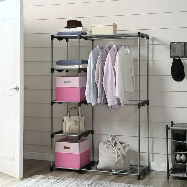 Mainstays Wire Shelf Closet Organizer, 2-Tier, Easy to Assemble | Walmart (US)