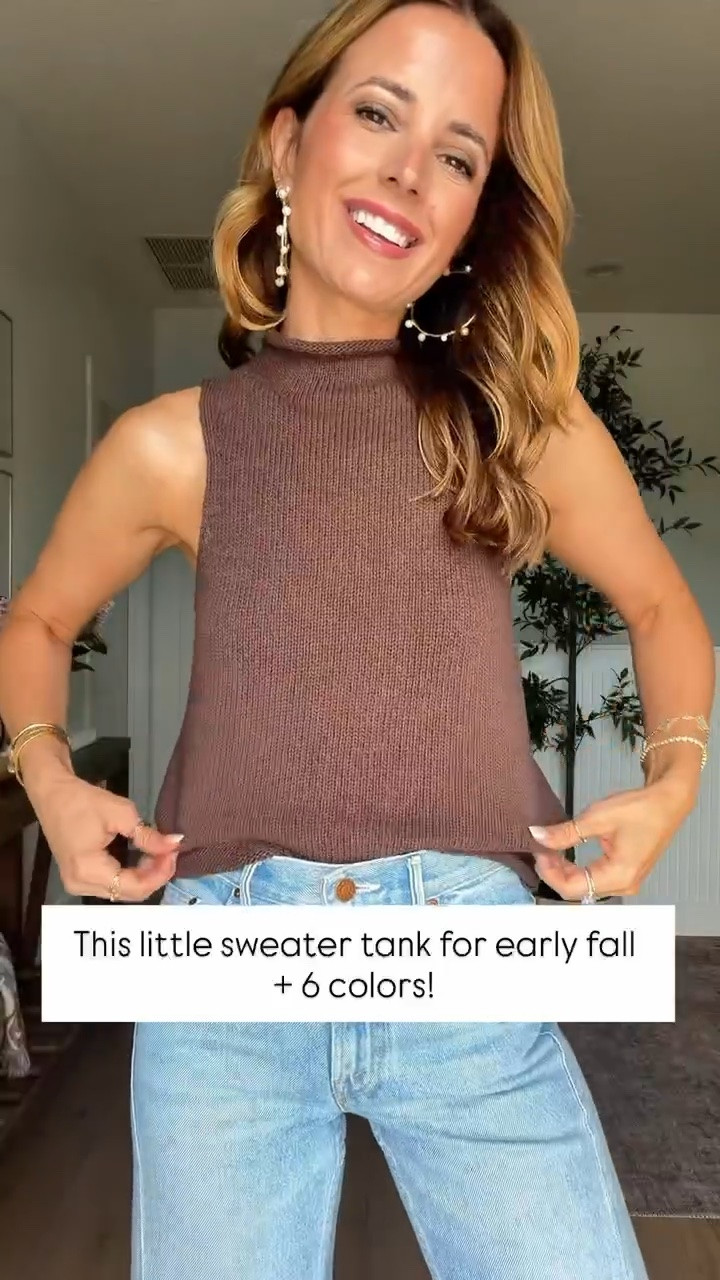 I love these new sweater tanks for early fall, wearing XXS. Summer outfit. Fall outfit. Fall style. Elevated casual outfit. 24 petite in Mother jeans! Brown ballet flats are TTS. Tory Burch Romy bucket bag.

#LTKgrwm #LTKootd #LTKPetite