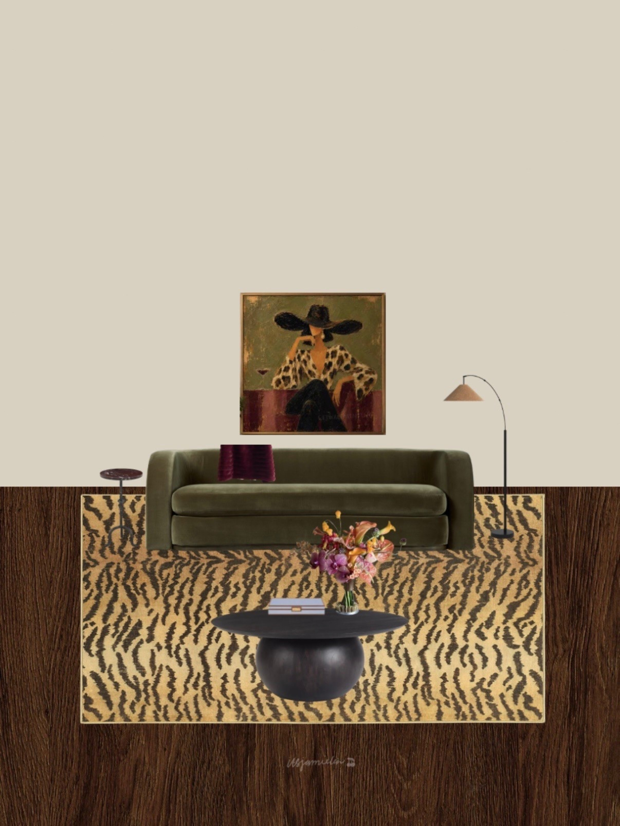 a little green + a little animal print + a whole lot of mood ★

i love when a room feels collected instead of overly perfect. this warm, moody combo is exactly the kind of space i’d want to curl up in — and yes, that scalamandré-inspired rug is doing a lot of the talking.

shop the pieces from this mockup on my LTK ↓

#LTKHome
