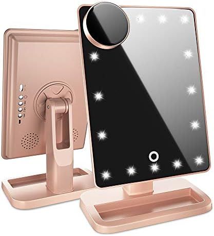 Amazon.com: Lighted Makeup Mirror, Vanity Mirror with Bluetooth, 360° Rotation, Adjustable Brigh... | Amazon (US)