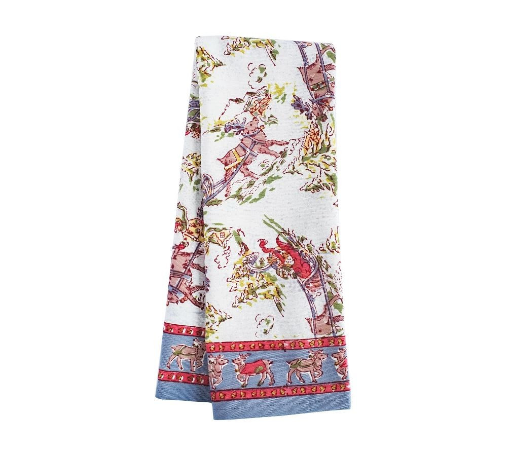 Couleur Nature Winter Reindeer Block Print Tea Towels, Set of 3 | Pottery Barn (US)