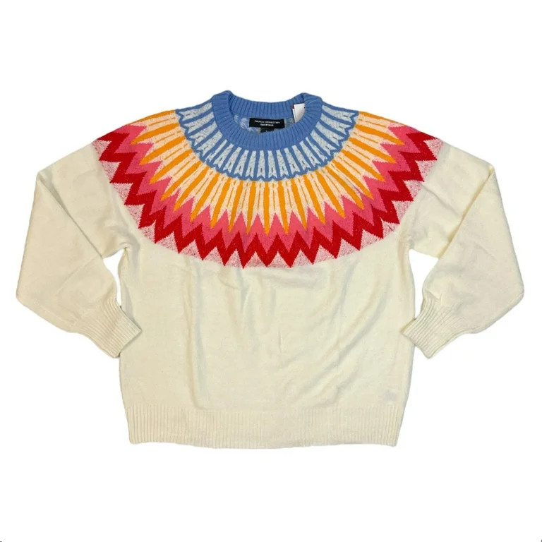 French Connection Essentials Women's Long Sleeve Fair Isle Sweater (Ivory, XS) - Walmart.com | Walmart (US)