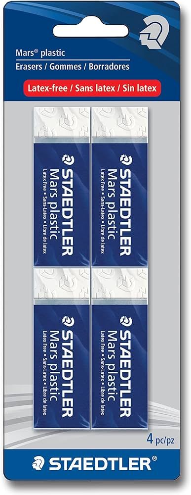 STAEDTLER Mars Plastic, Premium Quality Vinyl Eraser, White, Latex-free, Age-resistant, Minimal C... | Amazon (US)