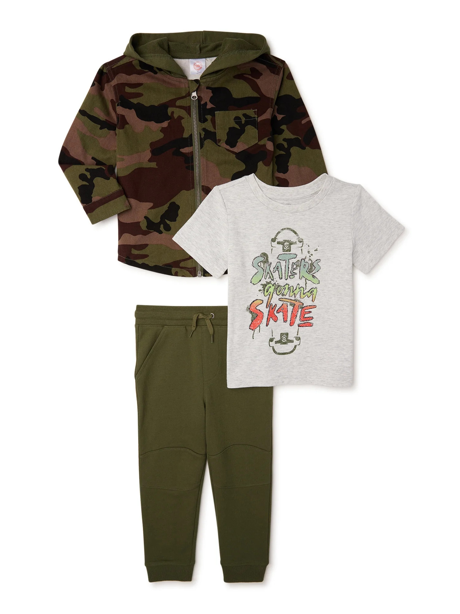 Wonder Nation Baby and Toddler Boy Jacket, T-Shirt and Joggers, 3-Piece Outfit Set, Sizes 12M-5T | Walmart (US)