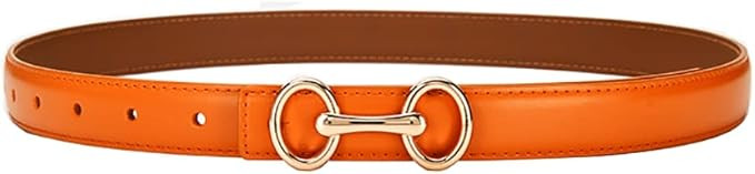 Womens Classic Double Ring Buckle Design Leather Dress Belt，Fashion Belt for Jeans Pants | Amazon (US)