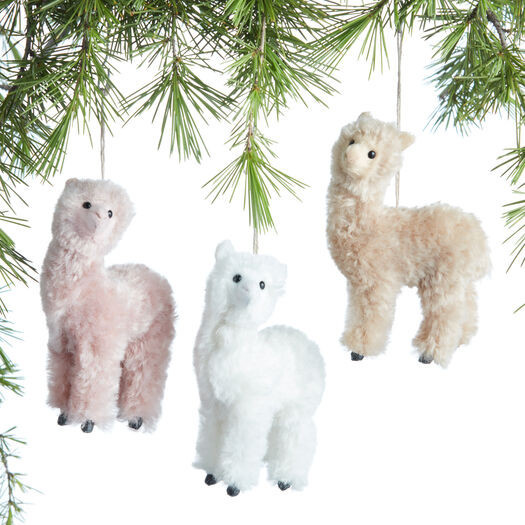 Fluffy Fabric Llama Ornaments Set of 3 by World Market | World Market