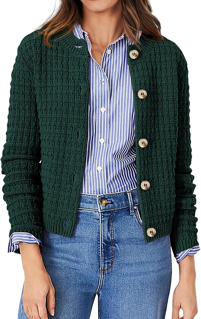 PRETTYGARDEN Women's Knit Cardigan Sweaters Casual Long Sleeve Open Front Button Down Trendy Jack... | Amazon (US)