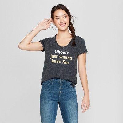 Women's Short Sleeve Ghouls Just Wanna Have Fun Graphic T-Shirt - Grayson Threads (Juniors') Black | Target