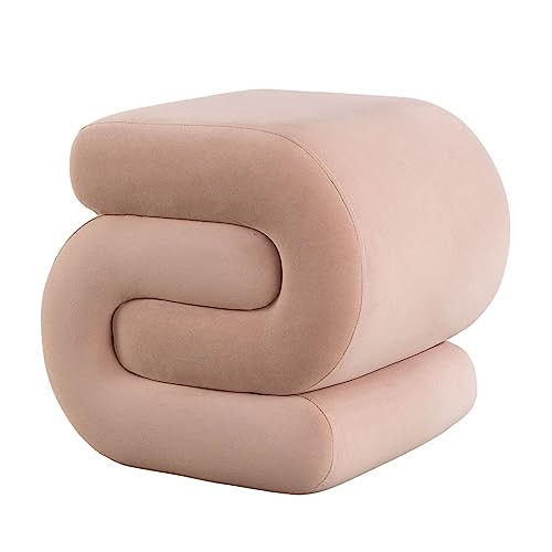 CALABASH Modern Foot Stool Ottoman, S-Shaped Velvet Vanity Stool, Upholstered Sofa Footrest Extra Seating Pouf for Bedroom, Entryway, Living Room, Children's Room, Pink | Amazon (US)