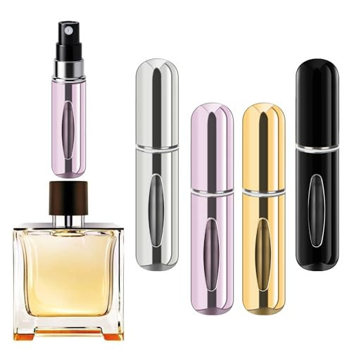 forebile Refillable Perfume Portable Atomizer Bottle Refillable Perfume Spray, Travel Perfume (5ml, 4 Pack) (Silver, Pink, Gold, Black) | Amazon (US)