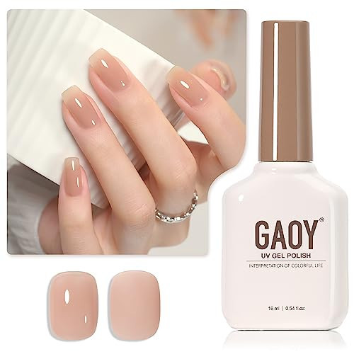 GAOY Jelly Nude Gel Nail Polish, 16ml Sheer Natural Translucent Gel Polish, UV Light Cure for Nail Art DIY, 1716 Neutral Nude | Amazon (US)