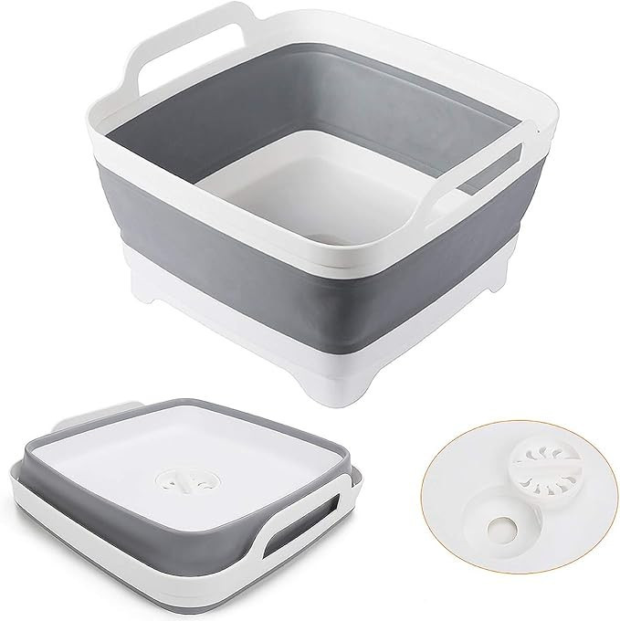 Yummy Sam Collapsible Dish Basin 9L(2.4Gallon) with Draining Plug Foldable Food Strainers Over Th... | Amazon (US)