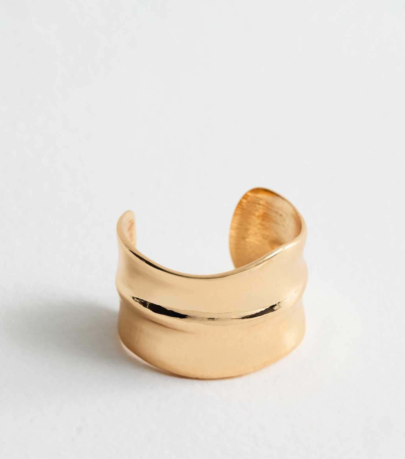 Gold Tone Matte Sleek Chunky Cuff Bracelet | New Look | New Look (UK)