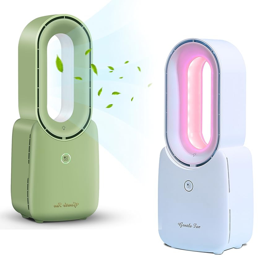 Desk Fan, Small Bladeless Fan 11.8in Quiet Table Fan, USB Rechargeable Battery Operated Fan with Tou | Amazon (US)