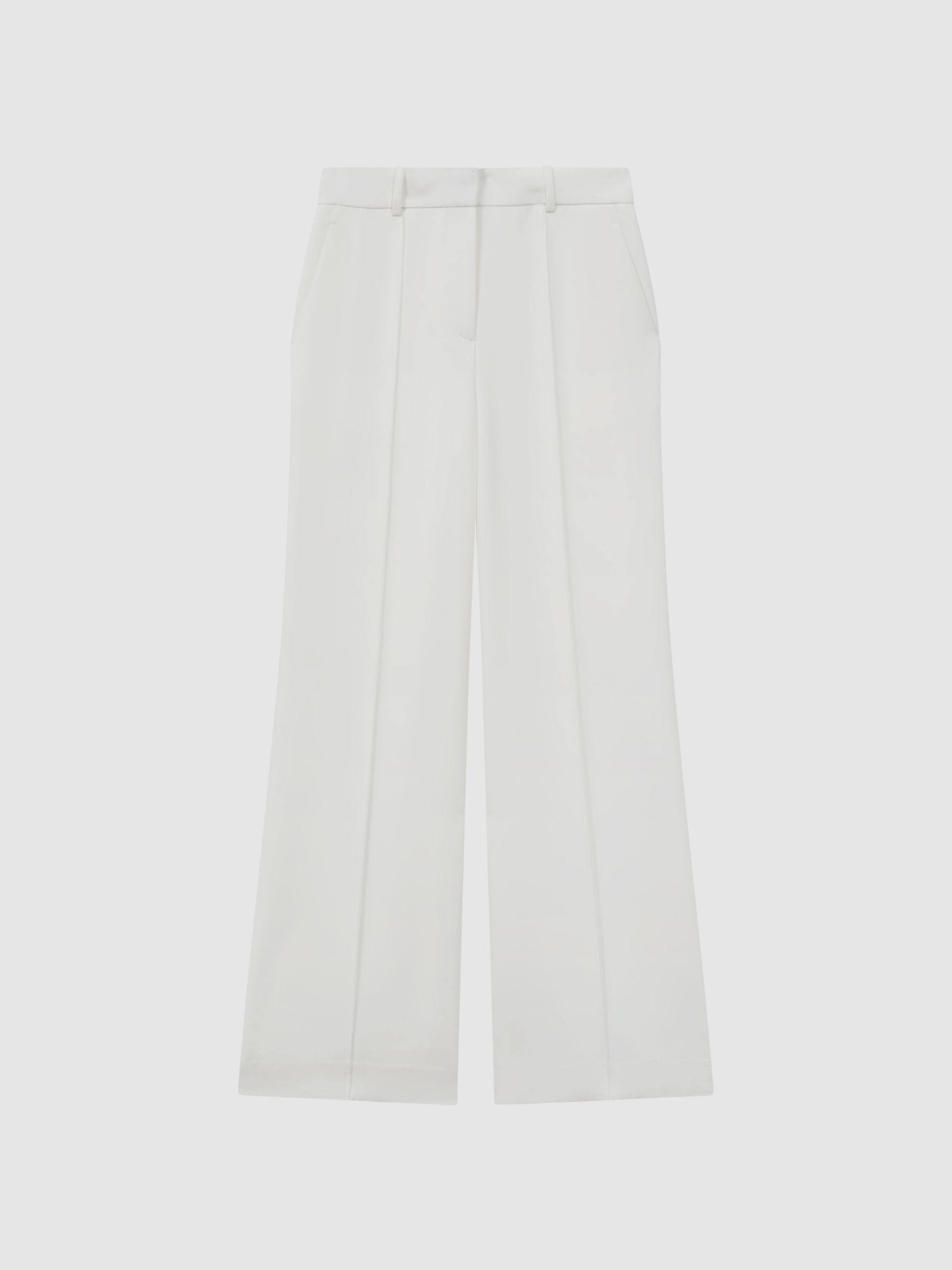 Reiss Crepe Wide Leg Suit Trousers in White - REISS | Reiss UK